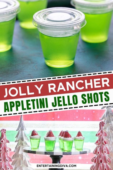 Green Apple Jello Shots, Purple Jello Shots, Green Jello Shots, Fun Jello Shots, Apple Jello Shots, Best Jello Shot Recipes, Recipes With Rum, Holiday Jello, Holiday Jello Shots