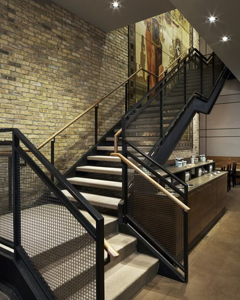 Industrial Stairs Railing, Industrial Stairs Design, Metal Balustrade, Industrial Staircase, Industrial Stairs, Stair Railing Design, Stair Design, Metal Stairs, Metal Railings