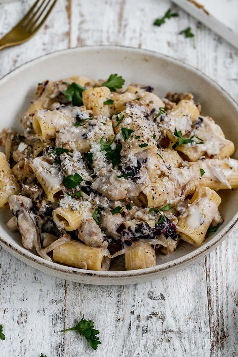 Ricotta Sausage Pasta, Creamy Ricotta Pasta, Brussel Sprout Pasta, Sausage Ricotta, Ricotta Sauce, Pasta With Sausage, Spinach Ricotta, Ricotta Pasta, Ground Sausage