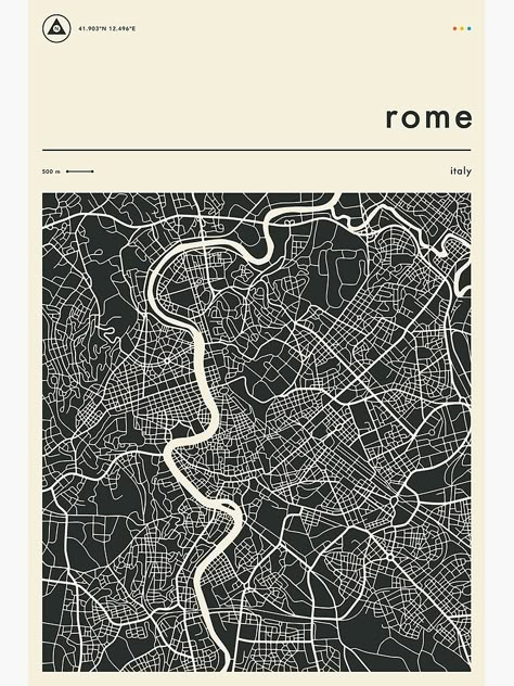 Rome Map, Maps Aesthetic, Rome City, Map Art Print, Photo Wall Collage, Street Map, Art Collage Wall, City Street, City Maps