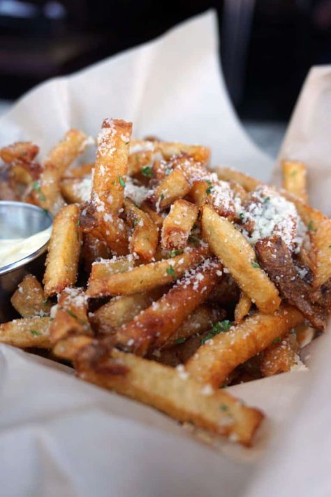 Denver: Highland Tap & Burger | Female Foodie French Fries Ideas, Ideas For Food Truck, Fries Ideas, Food Truck Recipes, French Fries Photography Food Styling, Female Foodie, Burger Fries Photography, Parmesan Truffle Fries, Hamburger And Fries Aesthetic