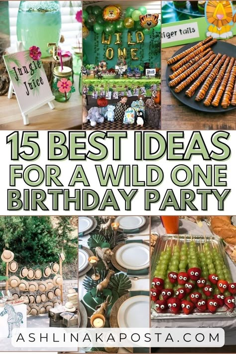 15 Best Ideas and Tips For Throwing a Wild One Themed Birthday Party for Boys — ASHLINA KAPOSTA In The Wild Birthday Party, Wild One Party Food First Birthdays, Woodland Party Theme 1st Birthdays, Wild One Sweets Ideas, One Year Birthday Food Ideas, Wild One First Birthday Party Favors, Food Ideas For Wild One Birthday Party, Wolf Themed Birthday Party Food Ideas, Wild One First Birthday Snacks