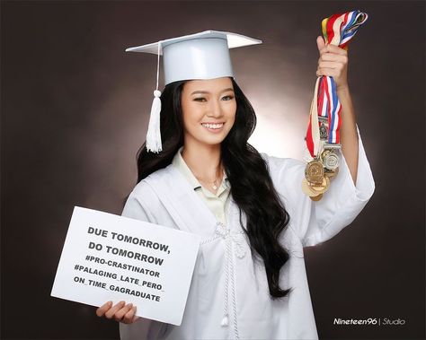 Creative Shots For Graduation Ideas, Creative Shot For Graduation Outfits, Graduation Pictorial Pose, Academic Success Vision Board, Graduation Pictorial Studio, Creative Shot For Graduation Studio, Grad Pictorial, Pre Debut Photoshoot Ideas, Creative Shot For Graduation