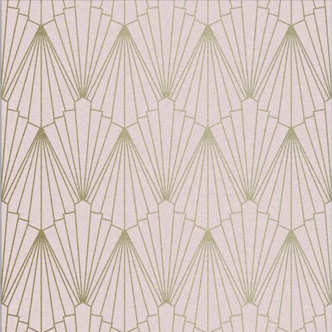 Deriving from the French girls name Rene, meaning reborn, this beautiful art deco style design is perfect for adding a roaring 20's flair. Designed in the Graham and Brown studio, Rene Blush combines textured pink paper with gold metallic detailed geometric fans. Material: Non-woven Features: Spongeable, Strippable, Pa