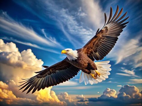 Photo an eagle flying in the sky with cl... | Premium Photo #Freepik #photo Flying Eagle Photography, Eagles Flying, Eagle Background, Eagle Photos, Bald Eagle Pictures, Bald Eagle Photo, Bald Eagle Flying, Eagle Photo, Flying In The Sky