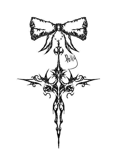 Sigil Flower Tattoo, Cross Bow Tattoo, F Tattoo, Ribbon Tattoos, Cute Tiny Tattoos, Weird Tattoos, Tattoo Style Drawings, Tattoo Flash Art, Black Ink Tattoos