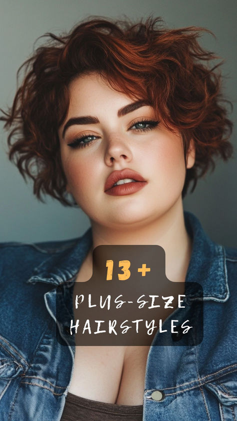 Ready to flaunt your style? Click to discover 13 flattering plus-size hairstyles that enhance your features and boost your confidence. Start your style journey today! 💇‍♀️✨ #PlusSizeStyle #HairstylesForYou #BoostConfidence #FeatureEnhancing #StyleJourney Unique Haircuts For Curly Hair, Pixie Haircut For Double Chin, Edgy Hair Plus Size, Curly Hairstyles Round Face Plus Size, Short Curly Hair For Plus Size Women, Plus Size Mullet Hair, Medium Pixie Hairstyles, Plus Size Face Hairstyles, Alia Shawkat Hair