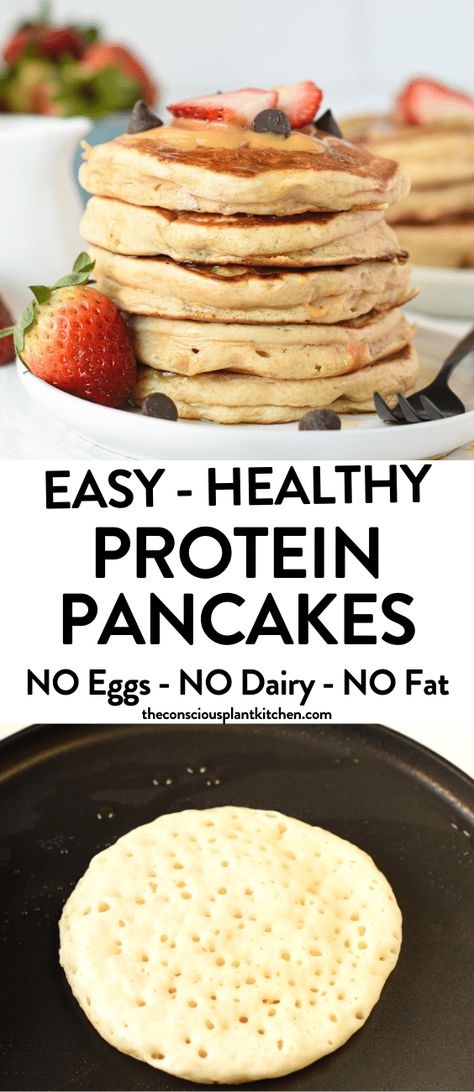 Vegan Breakfast For Kids, Easy Vegan Protein, Healthy Protein Pancakes, Vegan Protein Pancakes, Easy Protein Pancakes, Vegan Pancakes Easy, Protein Powder Pancakes, Recipes Chili, Pasta Bread