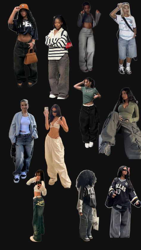 #streetwear #board Elevated Streetwear Fashion Women, Streetwear Moodboard Aesthetic, 90s Streetwear Women, 90s Tomboy Outfits, Streetwear Capsule Wardrobe, Streetwear Fashion Women Casual, Baggy Streetwear Women, Streetwear Black Women, Streetwear Fashion Grunge