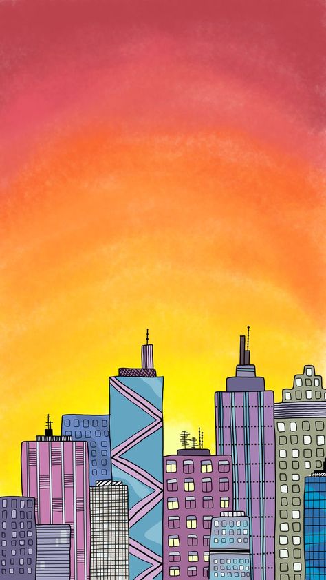 Ap 2d Art, City Skyscrapers, Pop Up Ideas, Dark Pop, City Sunset, Digital Art Painting, Sunset City, Wallpaper S, Sunset Painting