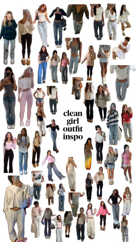 Clean girl outfits Where To Buy Clean Girl Clothes, Clean Girl Outfit Inspo For School, Outfit Ideas For School Clean Girl, Clean Girl Aesthetic Outfit Ideas, Clothing Pieces Aesthetic, It Girl Wardrobe, Clothes Every Girl Should Have, It Girl Outfit Ideas, Clean Girl Fits For School