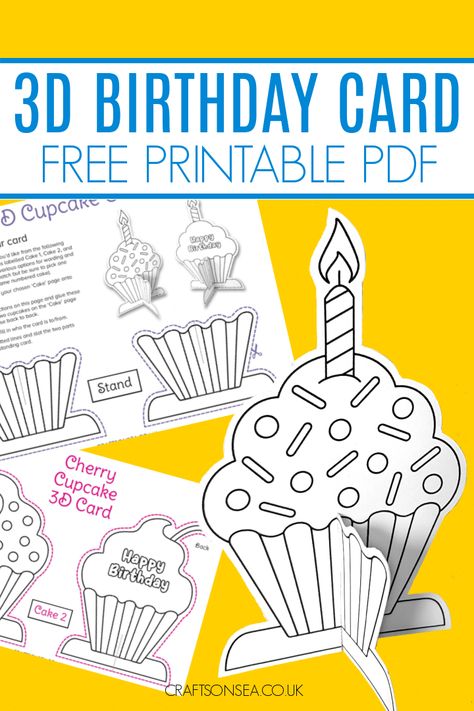 Birthday Card Craft Template (FREE Printable) Birthday Card Kindergarten, Kids Handmade Birthday Cards, Birthday Card Templates Printable Free, Moms Birthday Cards, Easy Birthday Cards For Kids, Kindergarten Birthday Ideas, Big Birthday Card Ideas, Birthday Card Printable Free, Printable Birthday Cards Free