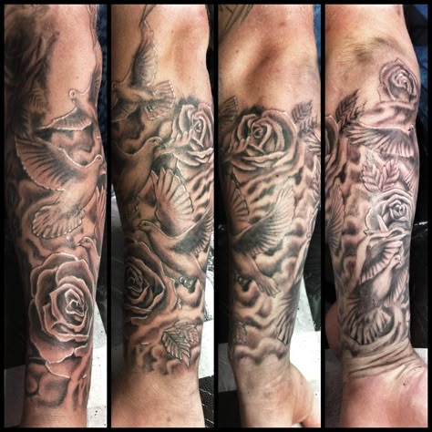 Half Sleeve Tattoos Forearm, Tattoos Forearm, Dove Tattoos, Dove Tattoo, Men Tattoos Arm Sleeve, Forarm Tattoos, Cool Forearm Tattoos, Forearm Sleeve Tattoos, Cloud Tattoo