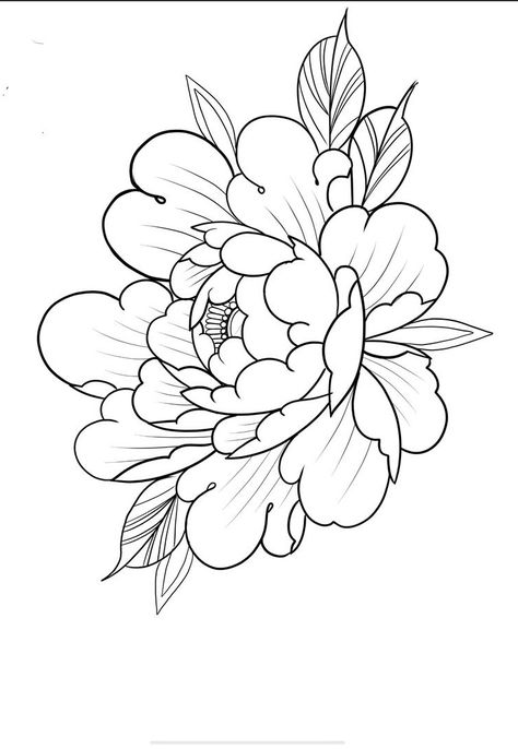 Flower Tattoo Outline, Tato Maori, Flower Tattoo Stencils, Peony Flower Tattoos, Peony Drawing, Japanese Flower Tattoo, Flower Tattoo Drawings, Japanese Flower, Peonies Tattoo