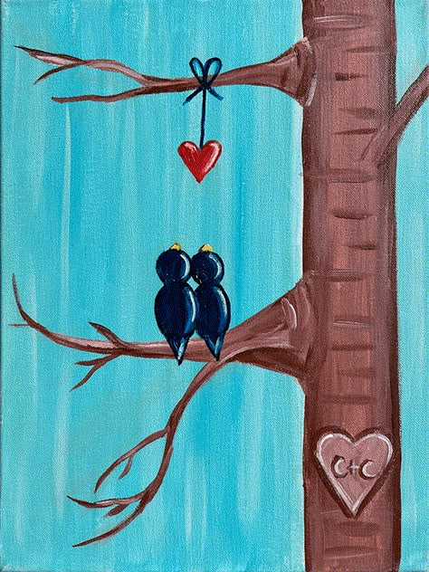 Easy Relationship Paintings, Valentine’s Day Paint And Sip Ideas, Valentines Paint Party Ideas, Valentines Painting Ideas Canvases Kids, Easy Valentine’s Day Painting, Canvas Painting For Girlfriend, Valentines Paint Night Ideas, Easy Canvas Painting For Beginners Ideas, Valentines Paint Night