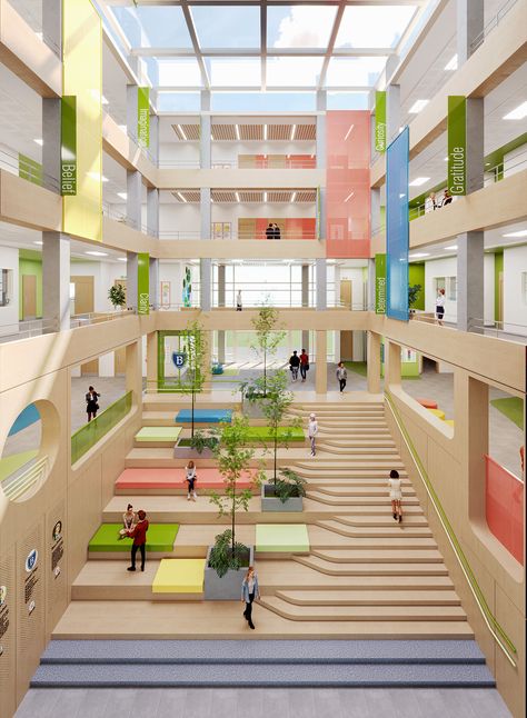 BELVEDERE SCHOOL CAIRO, MAIN ENTRANCE :: Behance Schools Interior Design, School Atrium Design, School Entrance Design Architecture, Educational Center Architecture, Schools Architectural Design, School Entry Design, Architecture School Project, School Building Concept, School Architecture Interior