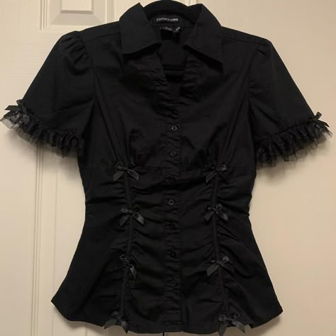 Goth Blouse, Shein Blouse, Gothic Blouse, Goth Clothes, Alt Outfits, Goth Outfits, Alternative Outfits, J Fashion, Dream Style