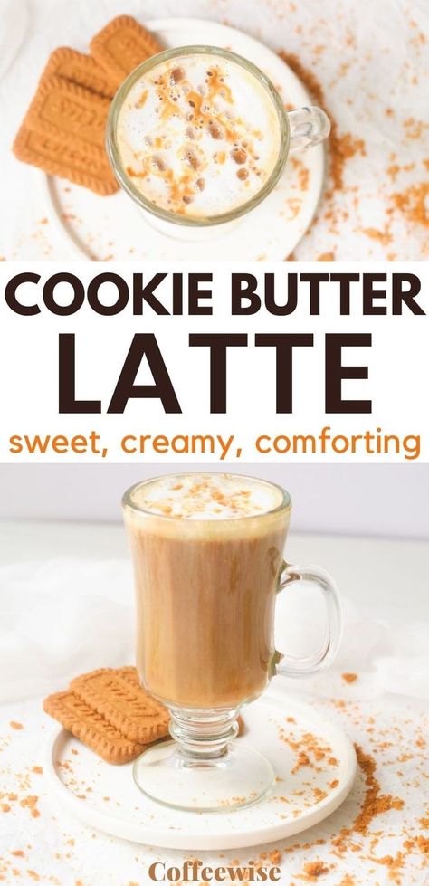 Latte Recipes At Home, Cookie Butter Coffee, Biscoff Coffee, Biscoff Latte, Frothed Milk Recipes, Cookie Butter Latte, Milk Frother Recipes, Frother Recipes, Homemade Coffee Recipes