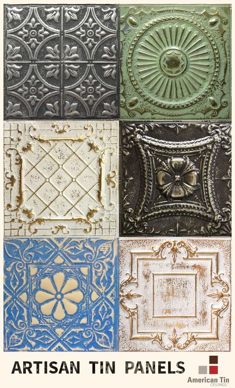 Tin Ceiling Backsplash, American Tin Ceiling, Tin Ceilings, Diy Kitchen Backsplash, Tin Panel, Pressed Tin, Kitchen Backsplash Ideas, Diy Backsplash, Tin Tiles