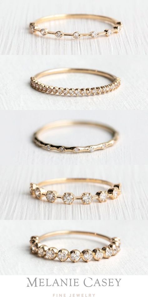 Stack Rings Wedding, Pretty Rings Silver, Pretty Rings Simple, Gold Wedding Bands, Wedding Ceremony Ideas, Unique Wedding Band, Simple Wedding Bands, Melanie Casey, Stackable Rings Wedding