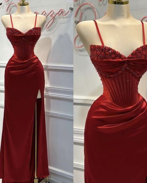 Red Gala Dress Classy, Prom 2k24, Homecoming 2024, Ball Outfit, Matric Dance Dresses, Evening Dress Beaded, Red Spaghetti, Quince Ideas, Classy Prom Dresses