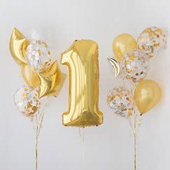 Clear Balloons With Confetti, Number Balloons Birthday, First Birthday Balloons, Foil Number Balloons, Girls Party Decorations, First Birthday Cards, One Balloon, Birthday Party Balloon, Number Balloons