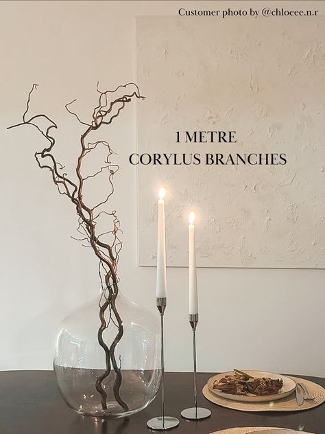 1 Metre Twisted Hazel Corylus Branches, Tall Decorative Branches, Wabi Sabi Branch Decor for Vase, Curly Twigs Japandi Decor, Twisted Twigs Tree Branch Christmas Decor, Wabi Sabi Christmas Decor, Twigs In Vase, Wabi Sabi Christmas, Twisted Hazel, Twigs Decor, Decorative Branches, Decor Makeover, Vase With Branches