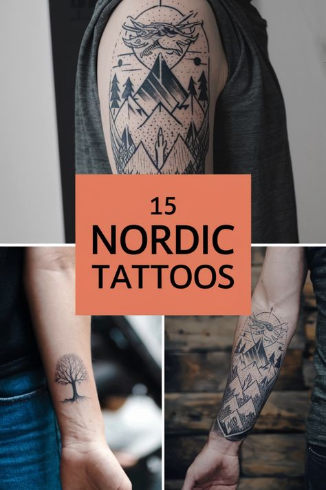 Arm tattoos inspired by Nordic themes. Tattoo Ideas Nordic, Tattoo Ideas For Men Nordic, Thurisaz Tattoo, Nordic Matching Tattoos, Traditional Viking Tattoos Symbols, Norwegian Tatoos, Norse Warrior Tattoo, The Last Kingdom Tattoo Ideas, Minimalist Norse Tattoo