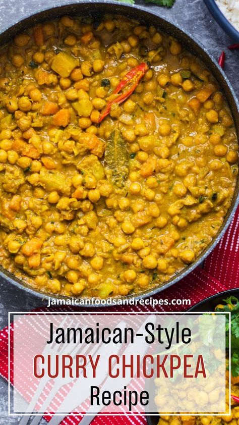 curry chickpeas, curry chickpeas recipes, curry chickpeas recipes coconut milk, curry chickpeas jamaican, curry chickpeas recipes easy Curry Chickpeas, Chickpea And Potato Curry, Jamaican Curry Powder, Chickpea Curry Recipe, Cooking Curry, Chickpeas Recipe, Vegan Soul Food, Jamaican Curry, Jamaican Dishes