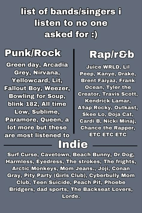 Grunge Playlist Names, Punk Playlist Names, Pop Punk Playlist Names, Punk Rock Playlist Names, Punk Pop Aesthetic, Rock Music Recommendations, Rock Playlist Names, Rock Music List, Band Recommendations