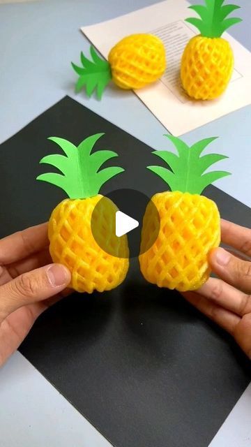 675K views · 25K likes | paper crafts creator on Instagram: "How to make a pineapple 🍍 using fruit net. #handmade #handicrafts #papercut #kidsactivities #parentchild #origami #kindergarten #fun #tutorial #diy paper craft" Pineapple Craft, Fruit Net, Pineapple Crafts, Diy Pineapple, Paper Fruit, Fruit Crafts, Dolls Handmade Diy, School Kids Crafts, Lantern Craft