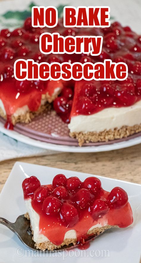 Cherry Cheesecake Pie No Bake, Cherry Cheesecake No Bake Condensed Milk, Easiest No Bake Cherry Cheesecake, No Bake Cherry Cheesecake Recipes With Sweetened Condensed Milk, Cherry No Bake Cheesecake, No Bake Cherry Cheesecake Recipes, Lazy Desserts, Easy No Bake Cherry Cheesecake, Cherry Cheesecake No Bake