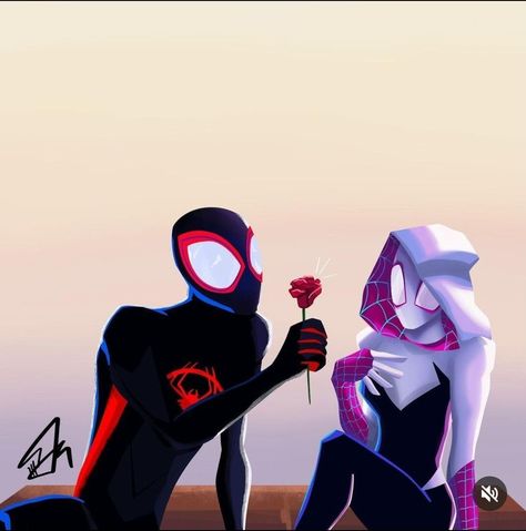 Spiderman And Spider Gwen Painting, Spiderman And Spiderwoman Matching Pfp, Miles And Gwen Aesthetic, Miles And Gwen Sketch, Spider Man Couple Wallpaper, Miles And Gwen Pfp, Spider Man Pfp Matching, Miles And Gwen Matching Wallpaper, Spiderman Gwen Wallpaper