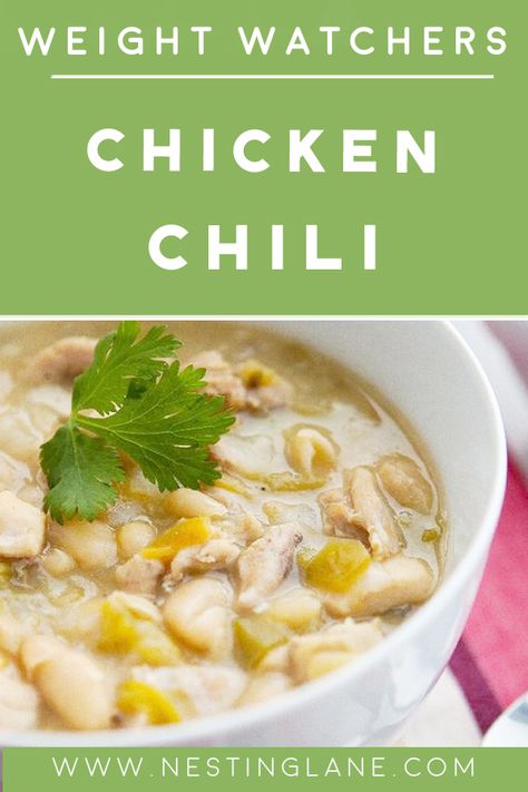 Crock Pot White Chili, Chicken Breast Chili, Weight Watchers Chicken Chili, White Chili Crockpot, Weight Watchers White Chicken Chili, Slow Cooker Chicken Chili Recipe, Weight Watchers Slow Cooker, Chili White, Low Points Weight Watchers