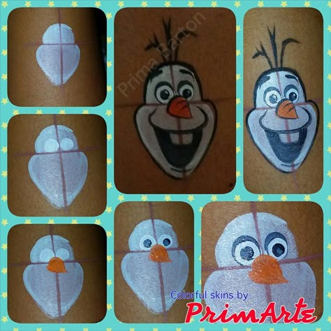 Olaf Face Paint, Elsa Face Paint Easy, Disney Face Paint, Face Paint Elsa Frozen, Face Painting Frozen, Frozen Themed Face Painting, Easy Halloween Face Painting, Fairy Face Paint, Frozen Face