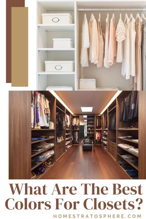 Here is a helpful guide for choosing the best colors for closets. Choice of color has a lot to do with the walk-in closet design and regular closet design. There are many different factors to consider when deciding on the best color for your closet. We have also listed a few choices to help you make the right decision. #ClosetDesign #ClosetColor #ClosetIdeas Best Colors For Closets, Colors For Walk In Closet, Closet Interior Colors, Bedroom Closet Paint Ideas, What Color To Paint Closet, Best Paint Color For Walk In Closet, Walk In Wardrobe Colours, Walking Closet Color Ideas, Master Closet Colors