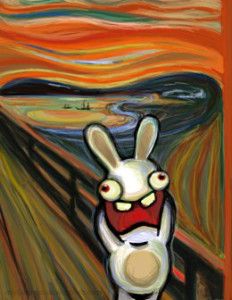 I have been asked to answer the following question: How has Munch’s ‘Scream’ image been used/appropriated and how does this change the meaning? I started by looking into the image… Munch Scream, Scream Parody, Rayman Raving Rabbids, Rabbids Invasion, Scream Art, Le Cri, The Scream, Edvard Munch, Art Parody