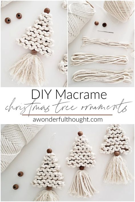 Macrame Christmas Tree Ornaments, Macrame Christmas Tree Ornament, Make Your Own Ornaments, Cute Macrame, Macrame Christmas Tree, Pola Macrame, Macrame Christmas, Diy Christmas Tree Ornaments, Christmas Ornament Crafts