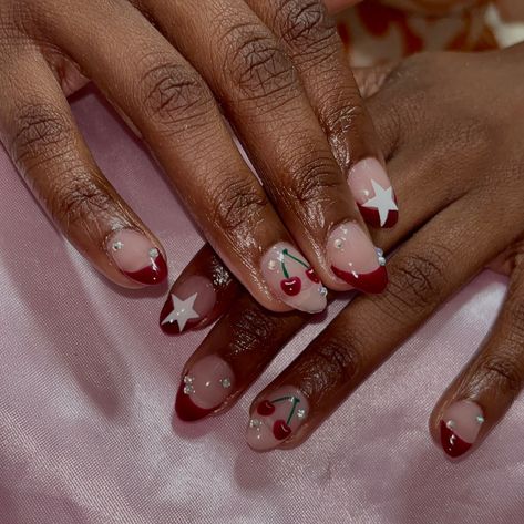 It’s a cherry star girl kinda fall 🍒⭐️❤️ . Book in BlO✨ . . . . #nails #nailartist #nailart #naildesigns #nailinspo #smallbusiness #smallartist #beginnernailtech #tallynailtech #tallahassee #fsu #famu #tsc #gelx #fall #fallnails #cherry #cherries #rednails Short Almond Nails, Plaid Nails, Cherry Nails, Star Nails, Green Nails, Star Girl, Nail Artist, Almond Nails, Nail Tech