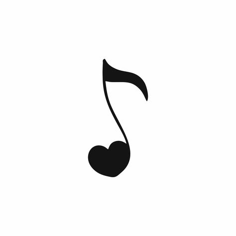 Music Note Illustration, Music Themed Tattoos, Music Heart Tattoo, Music Related Tattoos, Music Symbol Tattoo, Small Music Tattoos, Music Notes Drawing, Music Note Heart, Music Notes Tattoo