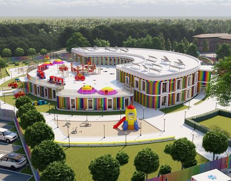 Kindergarten Architecture Concept, House Design Concept, School Building Plans, Social Housing Architecture, Kindergarten Interior, Kindergarten Projects, Theater Architecture, School Building Design, Architecture Design Process