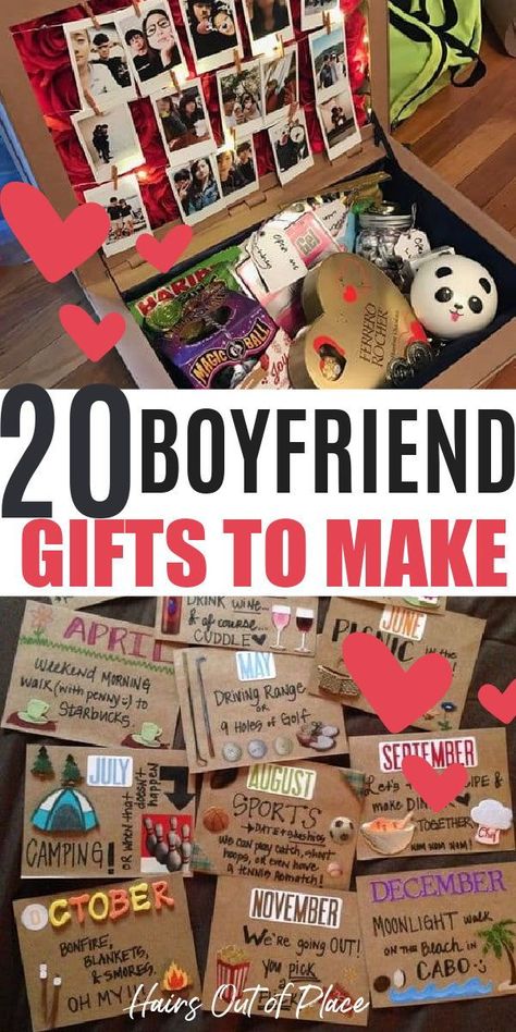 20 Gifts for boyfriend to make that are easy DIY gift ideas. so cute and romantic for his birthday, anniversary, or just because. 5 Senses Gift For Boyfriend, Diy Gifts For Christmas, Joululahjat Diy, Selamat Hari Valentine, Gifts For Boyfriends, Christmas Ideas For Boyfriend, Valentines Bricolage, Cute Anniversary Gifts, Diy Anniversary Gift