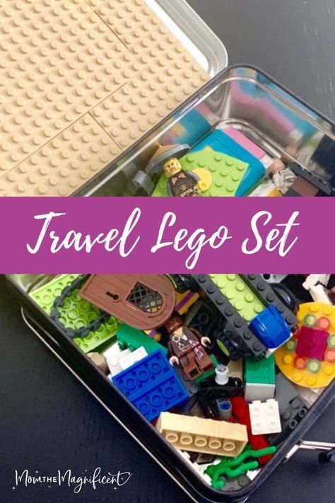 Make your own travel lego kit for road trip fun! #roadtrip #traveltips #travelblogger #roadtripwithkids #roadtriphacks #lego #craftsforkids Trip Countdown, Kid Travel Kit, Summer Road Trips, Road Trip Tips, Lego Organization, Lego Kits, Road Trip Activities, Diy Snacks, Road Trip Games