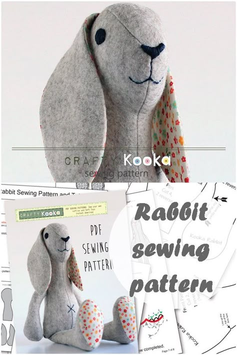 Rabbit Sewing, Fabric Rabbit Pattern Free, Fabric Rabbit, Sewing Bunny, Rabbit Pattern Sewing, Rabbit Sewing Pattern, Free Rabbit Sewing Pattern, Stuffed Rabbit Pattern, Pattern For Bunny Rabbit