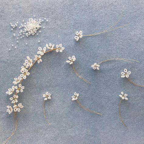 Experimenting with beaded daisies for a new design . . . . . . #newdesign #edenbstudio #daisies #flowers #inspiredbynature #studioscenes… Bead Hair Accessories, Diy Wire Jewelry, Beaded Crafts, Wire Work Jewelry, Handmade Wire Jewelry, Diy Hair Accessories, Hair Ornaments, Beads And Wire, Beading Tutorials