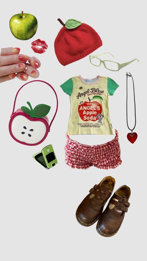 Apple Apple Outfit Ideas, Applecore Aesthetic Outfit, Apple Core Outfits, Apple Girl Aesthetic, Apple Fashion, Apple Aesthetic Outfit, Apple Outfit, Apple Inspired Outfits, Apple Core