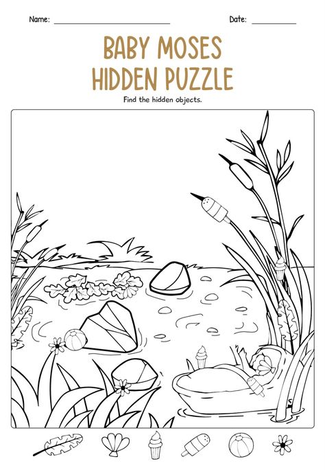 Moses Worksheets For Kids, Baby Moses Coloring Page, Baby Moses Activity, Baby Moses Craft Preschool, Baby Moses Crafts For Kids, Moses Activities, Moses Craft Preschool, Baby Moses Craft, Moses Bible Story