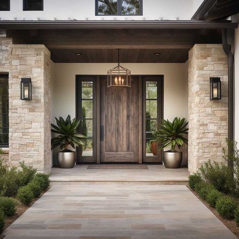 Entrances To Homes Entryway, Big Entry Door, Extra Wide Front Door Entrance, Home Outside Entrance Ideas, Custom Front Doors Entrance, Entry Designs For Home, Single Entry Doors Front Entrances, House Entrance Door Design, Elegant Front Doors