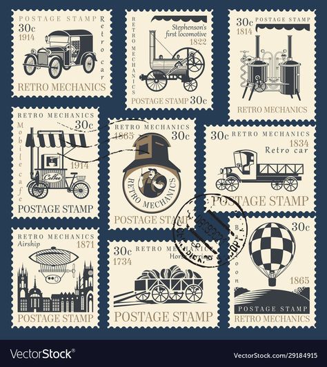 طوابع بريد, Postage Stamp Design, Bullet Journal Banner, طابع بريدي, Papel Vintage, Buy Stamps, Old Stamps, Postage Stamp Art, Retro Vector