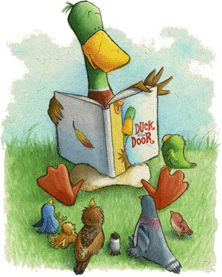 I must admit, I adore the notion of one bird reading aloud to other birds.  In fact, I'm pretty sure they do this when we're not looking.  (by Jackie Urbanovic Animals Reading, Reading Art, Reading A Book, The Duck, Childrens Illustrations, Book Nooks, Book Illustrations, Children's Book Illustration, I Love Books